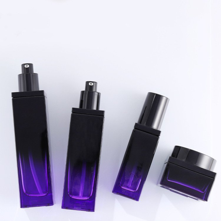 50g Glass Jar Bottle 40ml To120ml Luxury Cosmetic Sets Square Glass Bottle Package For Lotion And Perfume And Scream