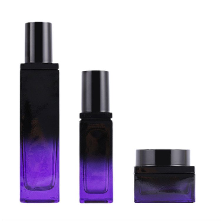 50g Glass Jar Bottle 40ml To120ml Luxury Cosmetic Sets Square Glass Bottle Package For Lotion And Perfume And Scream