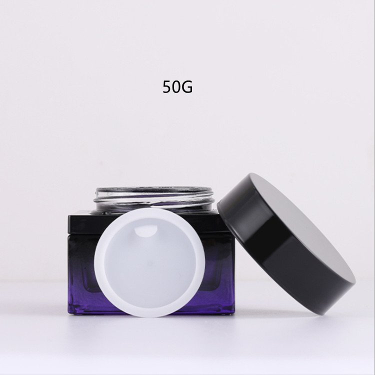 50g Glass Jar Bottle 40ml To120ml Luxury Cosmetic Sets Square Glass Bottle Package For Lotion And Perfume And Scream