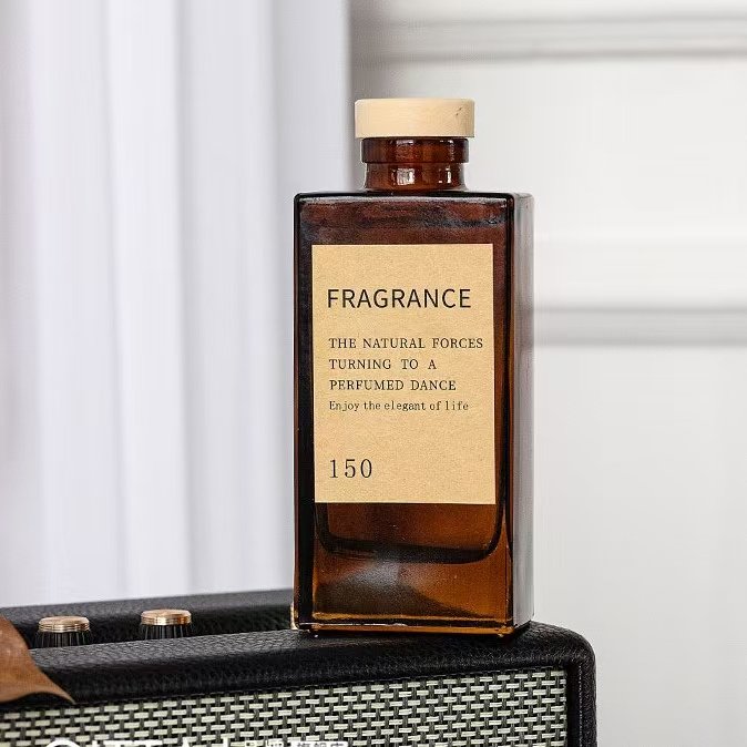 INS 150ml designer fragrance fire-free room custom customizable brown glass bottle diffuser with aromatherapy diffuser sticks