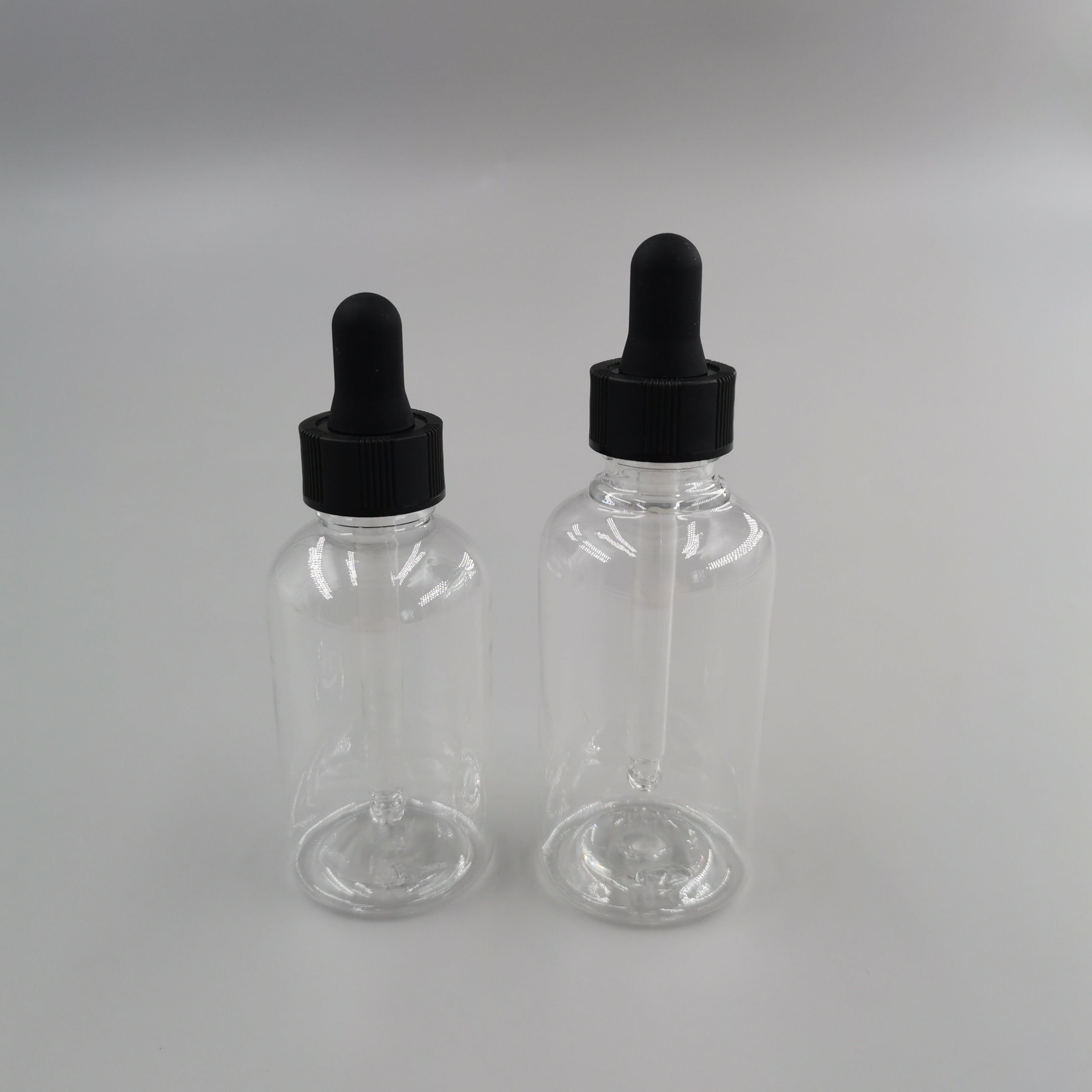 50ml 80ml empty PET oil dropper bottles for cosmetic packaging boston round essence bottle and serum container