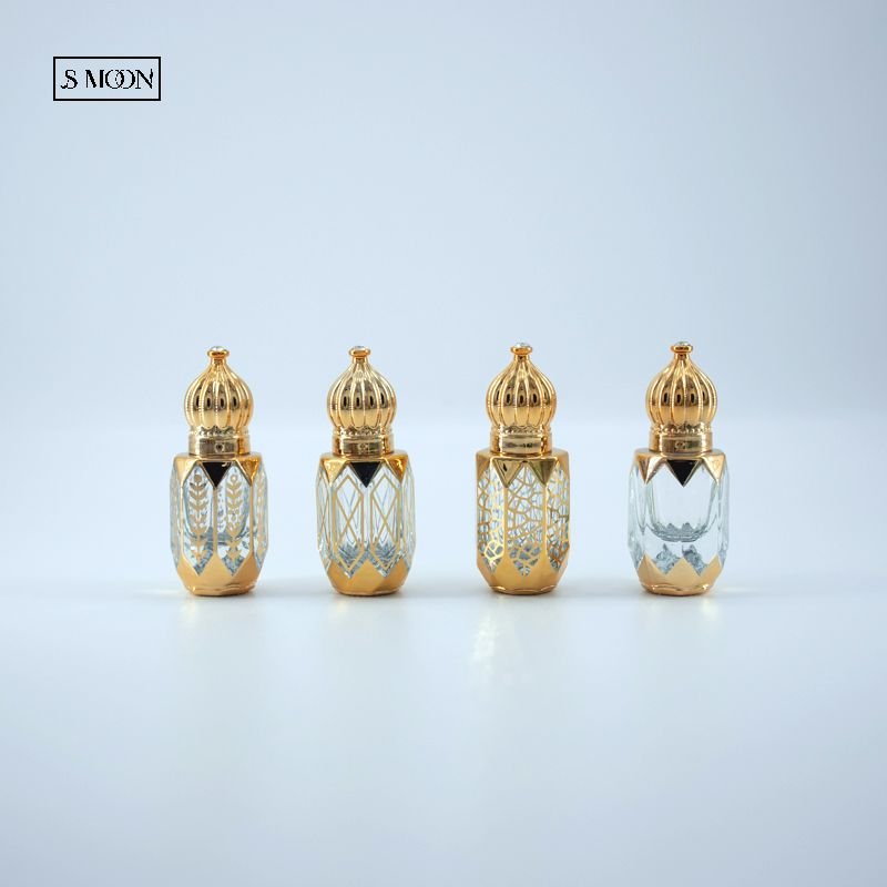 Wholesale factory price gold plated 6ml 8ml 10ml 15ml empty perfume oil roll on glass bottle with roller ball