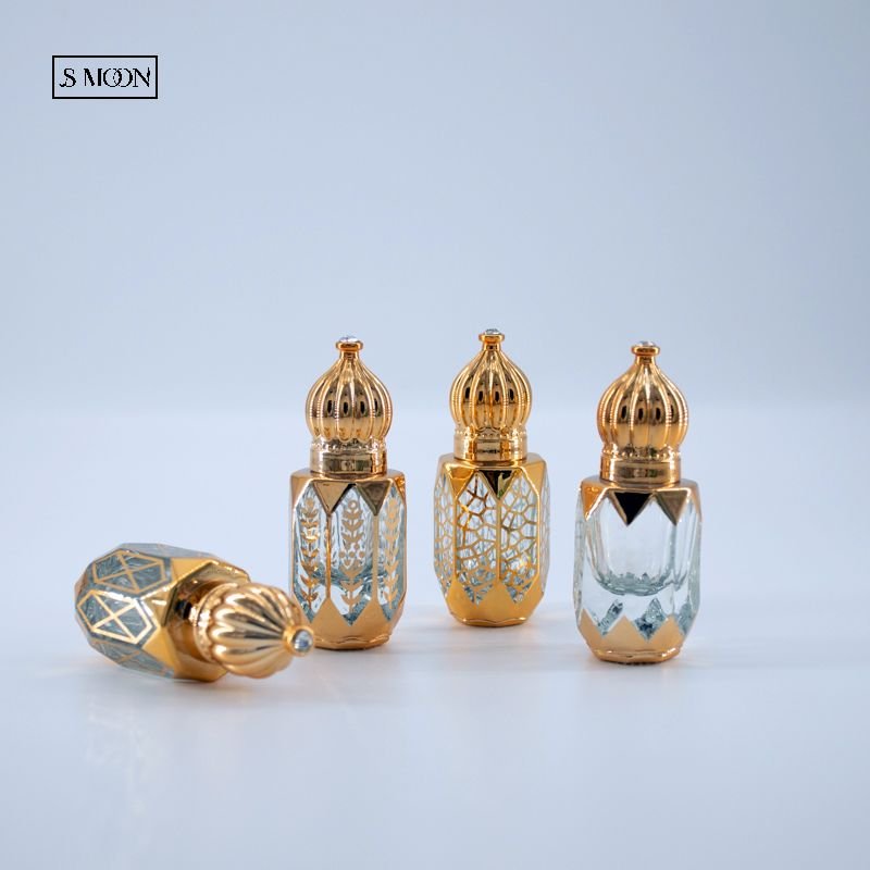 Wholesale factory price gold plated 6ml 8ml 10ml 15ml empty perfume oil roll on glass bottle with roller ball