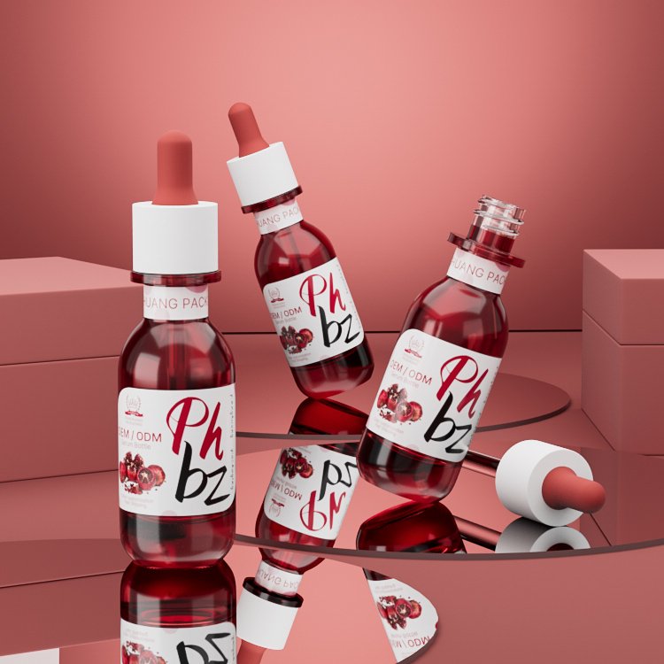 Custom design luxury glass serum bottle 1oz 30ml red skincare packaging gradient design face moisture dropper bottles cosmetic