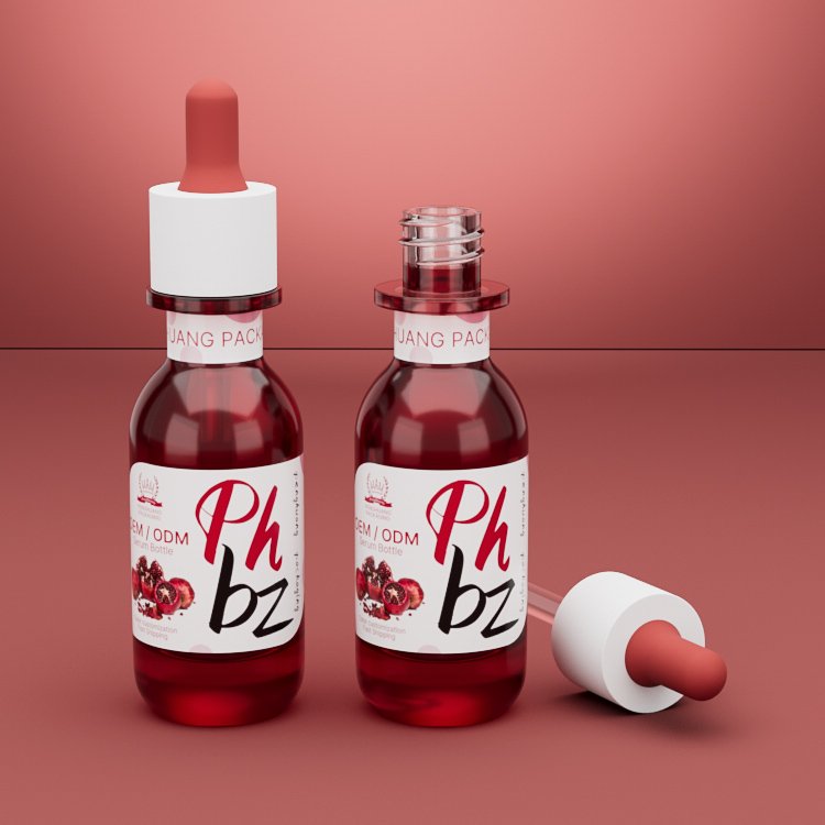 Custom design luxury glass serum bottle 1oz 30ml red skincare packaging gradient design face moisture dropper bottles cosmetic