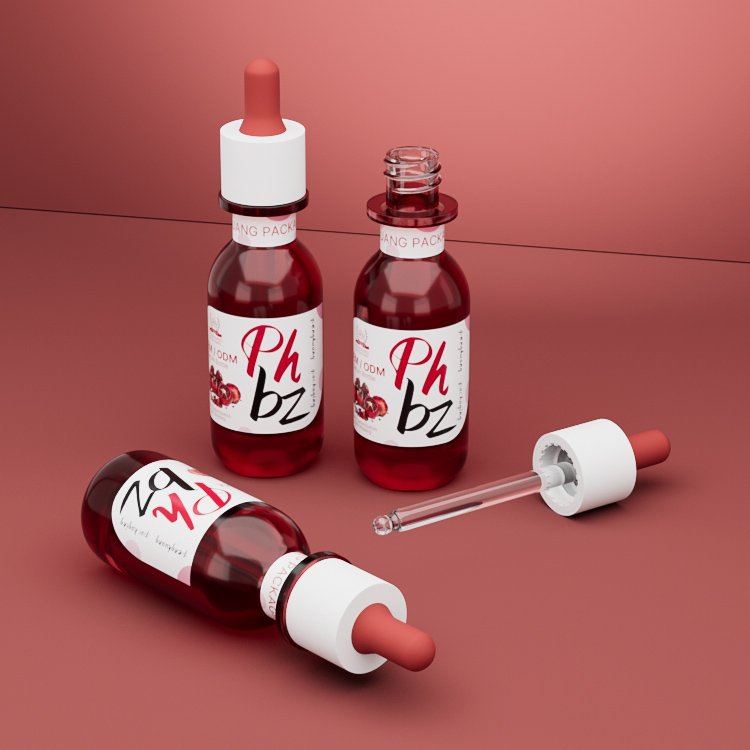Custom design luxury glass serum bottle 1oz 30ml red skincare packaging gradient design face moisture dropper bottles cosmetic