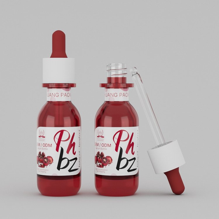 Custom design luxury glass serum bottle 1oz 30ml red skincare packaging gradient design face moisture dropper bottles cosmetic