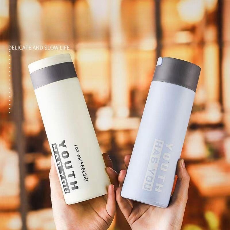 Customized promotional gift with double insulated glass water bottle and high-quality outdoor portable drinking water cup