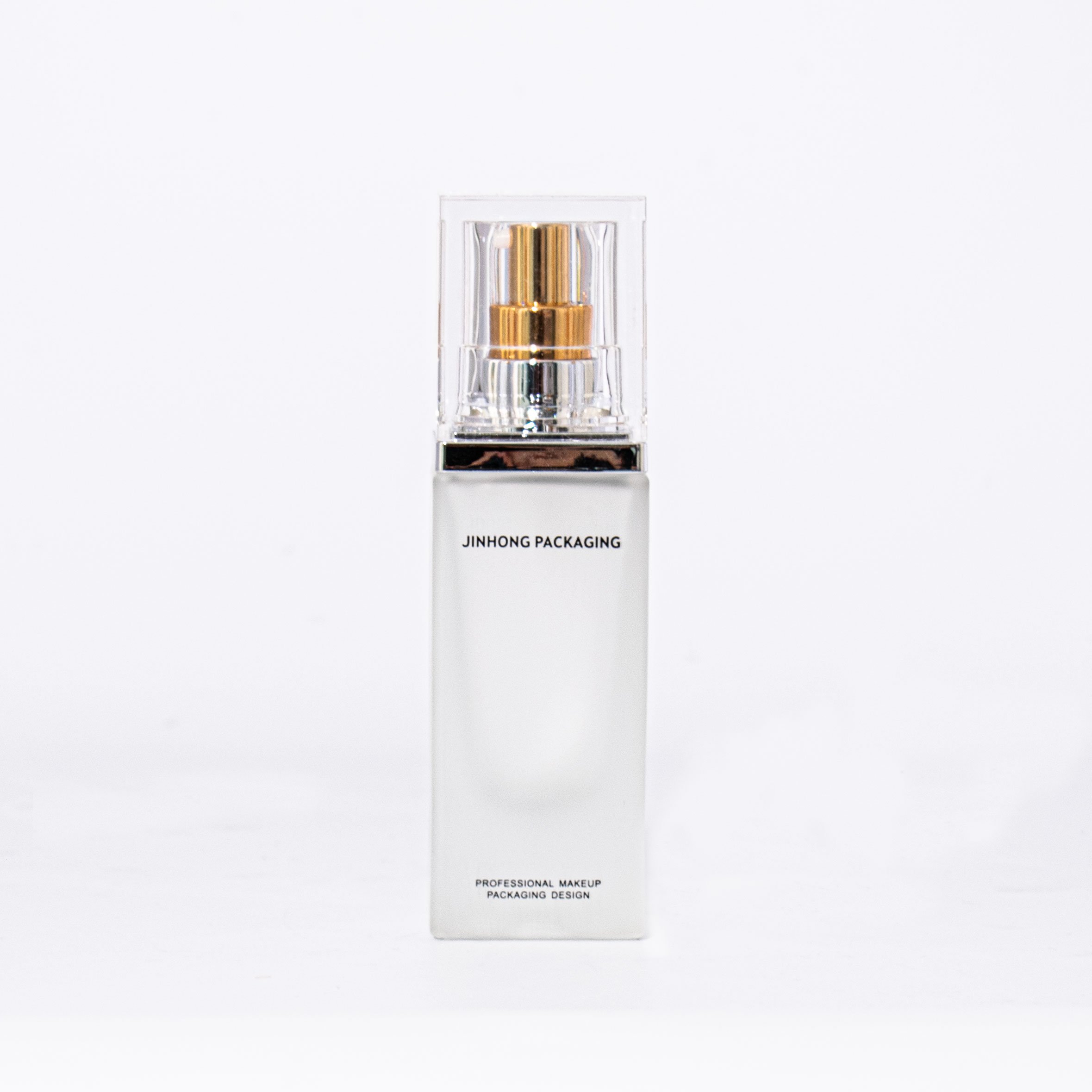 Luxury Cosmetics Packaging Frosted Straight Square 30ml liquid bottle Glass Beauty Pump Foundation Bottle