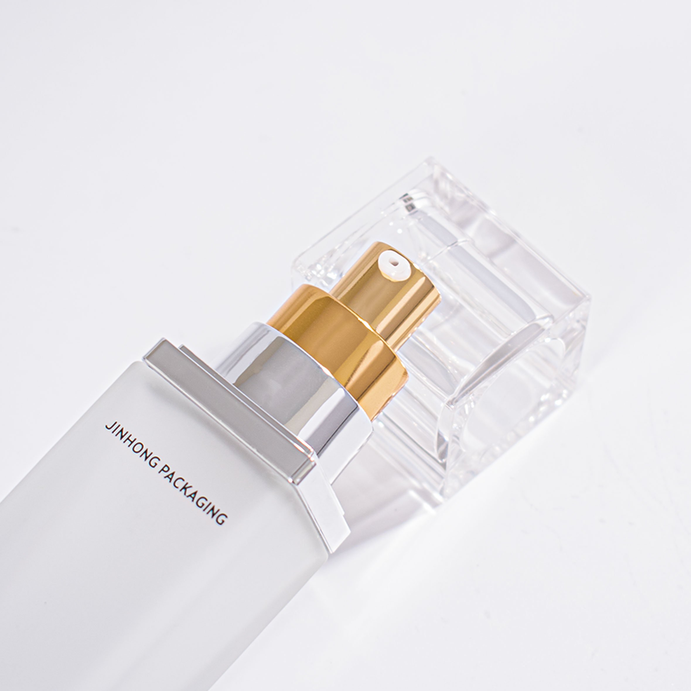 Luxury Cosmetics Packaging Frosted Straight Square 30ml liquid bottle Glass Beauty Pump Foundation Bottle