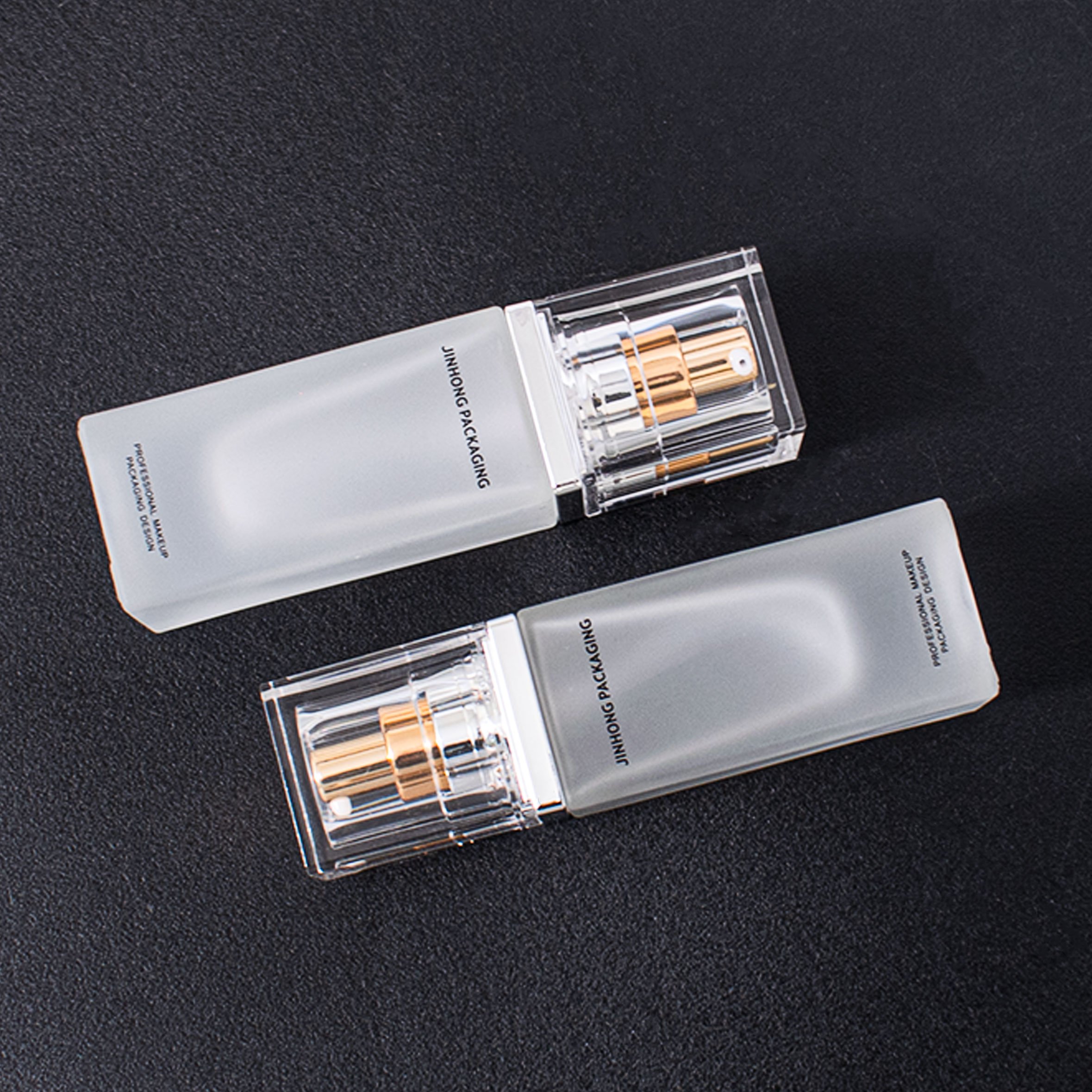 Luxury Cosmetics Packaging Frosted Straight Square 30ml liquid bottle Glass Beauty Pump Foundation Bottle