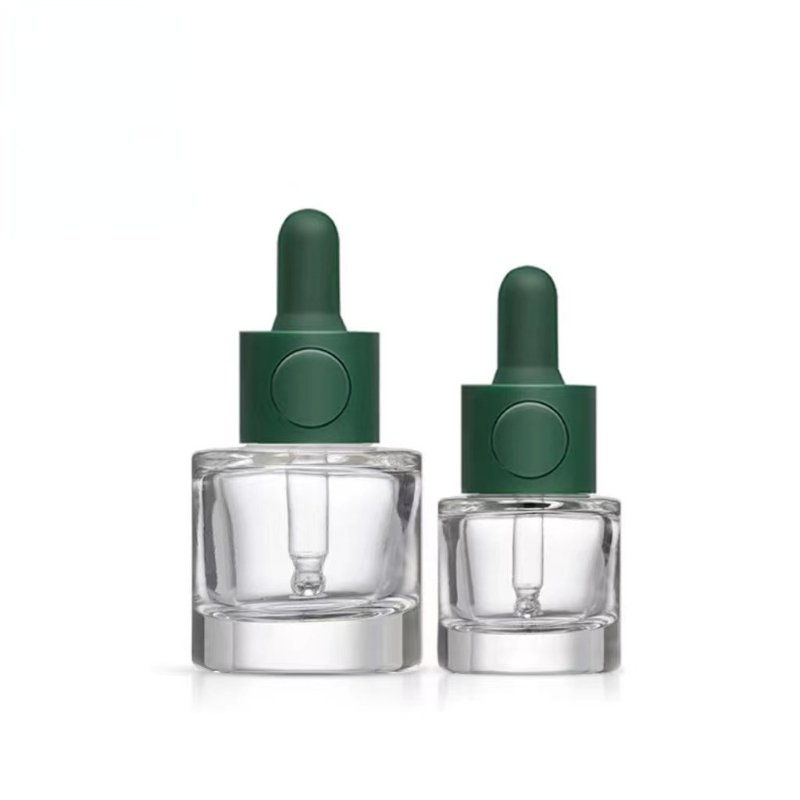 Fast Shipping 15ml 30ml Green Dropper Bottle Glass Slant Shoulder Essential Essence Packaging Perfume Skincare Serum Bottle