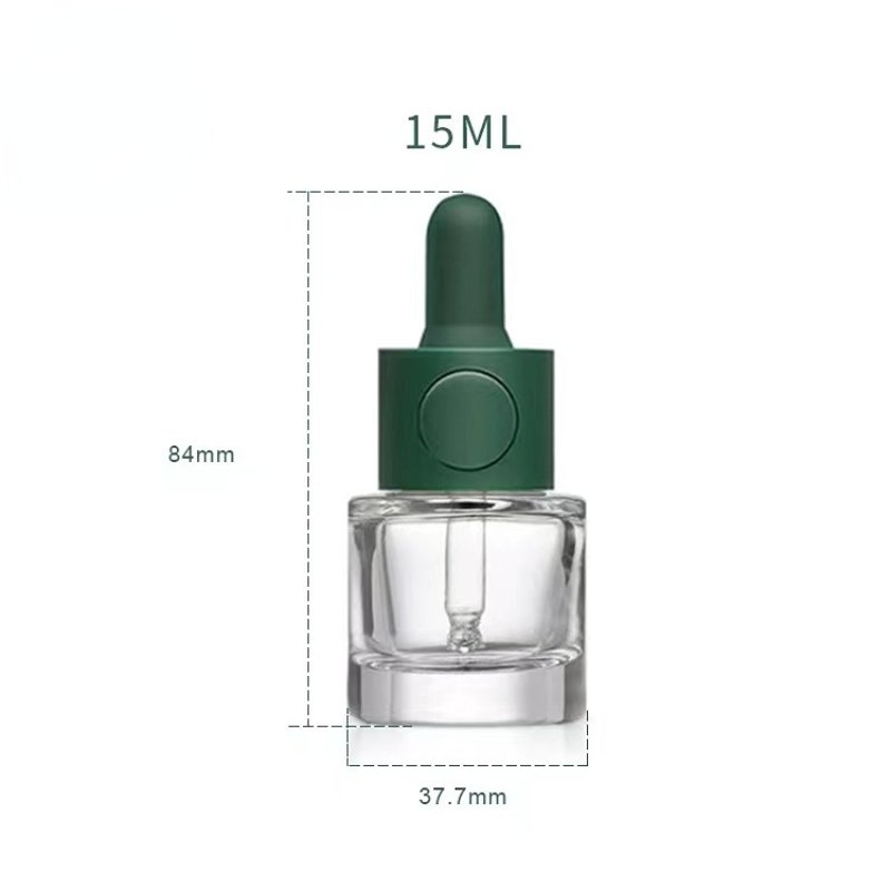 Fast Shipping 15ml 30ml Green Dropper Bottle Glass Slant Shoulder Essential Essence Packaging Perfume Skincare Serum Bottle