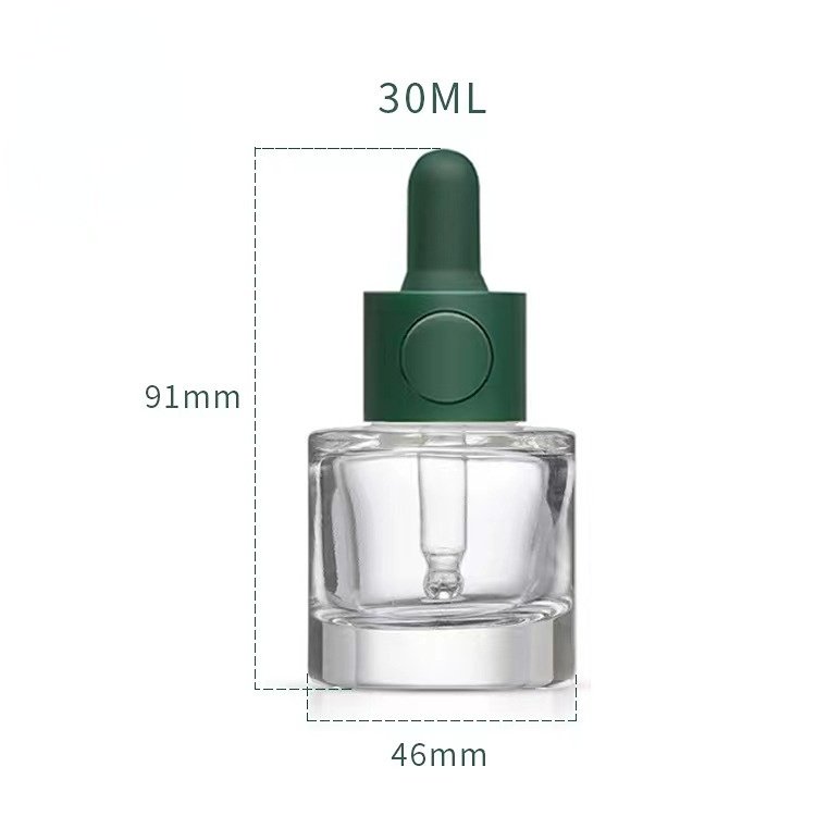 Fast Shipping 15ml 30ml Green Dropper Bottle Glass Slant Shoulder Essential Essence Packaging Perfume Skincare Serum Bottle