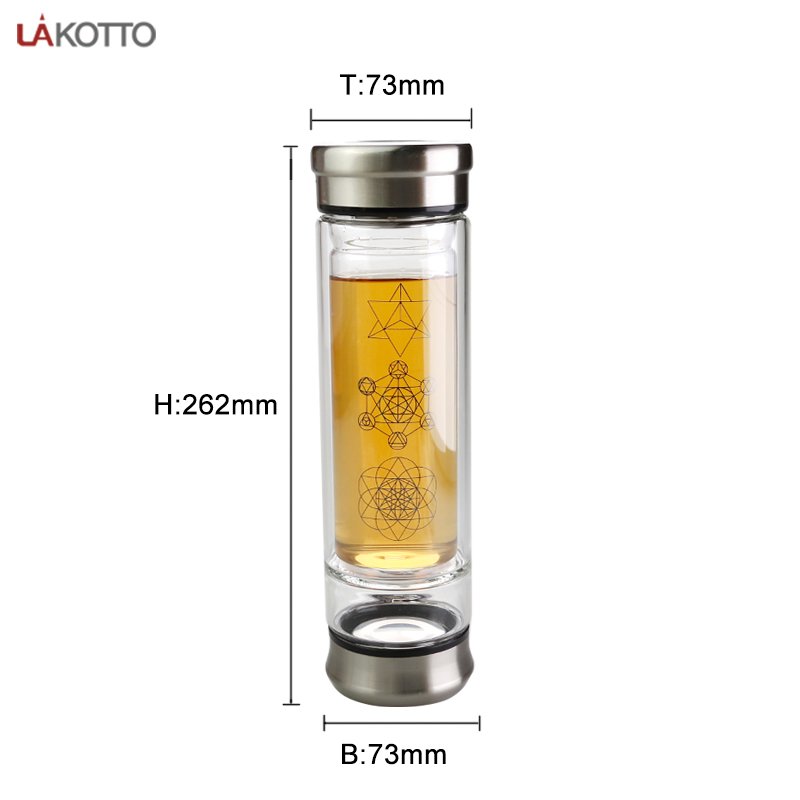 Crystal Water Bottle with Constellation design and metal lid