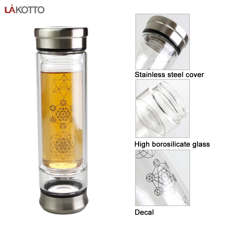 Crystal Water Bottle with Constellation design and metal lid