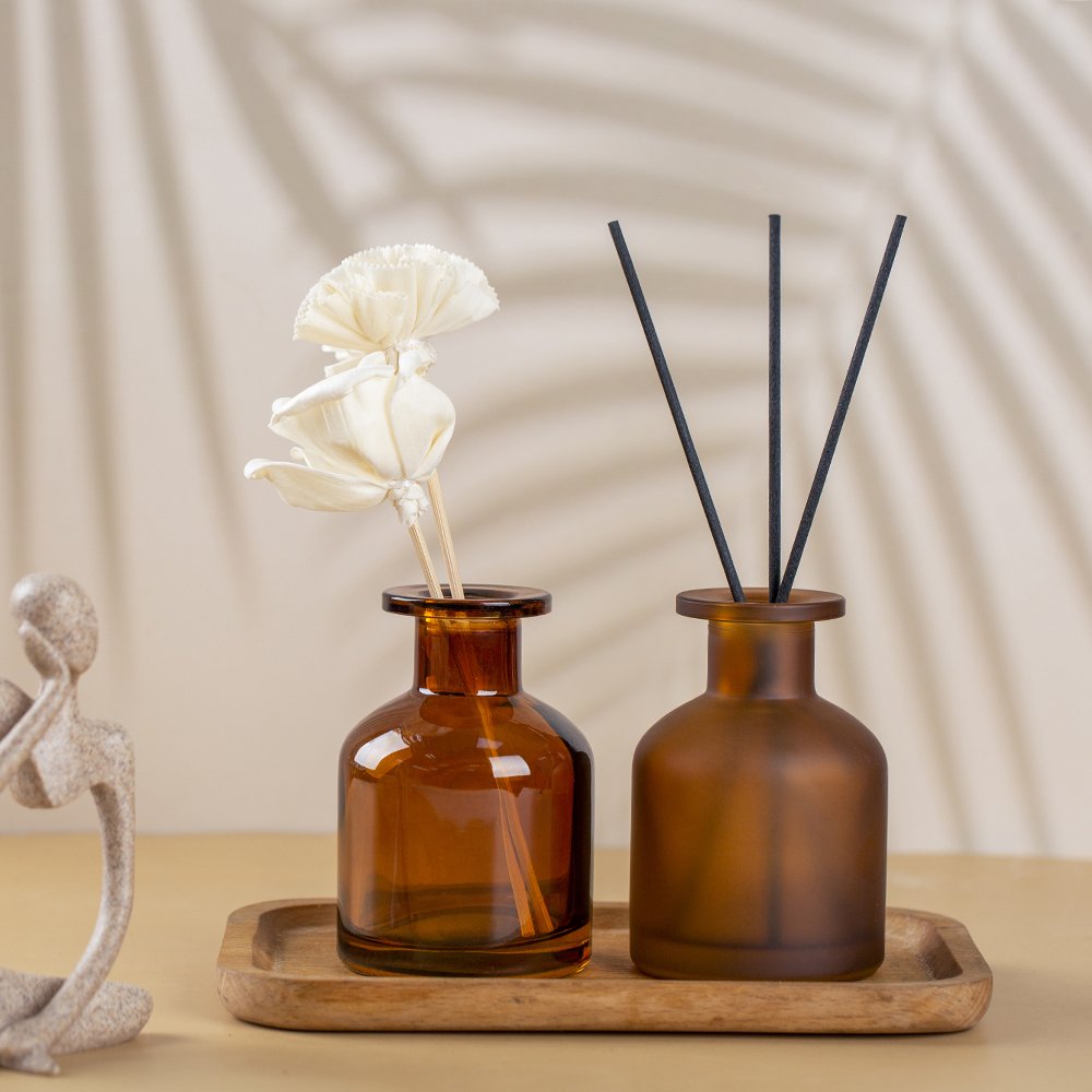 50ml 100ml 150ml 200ml Diffuser Bottle matte gloss Black Luxury Empty Glass Reed Diffuser Bottle with Stick and Box