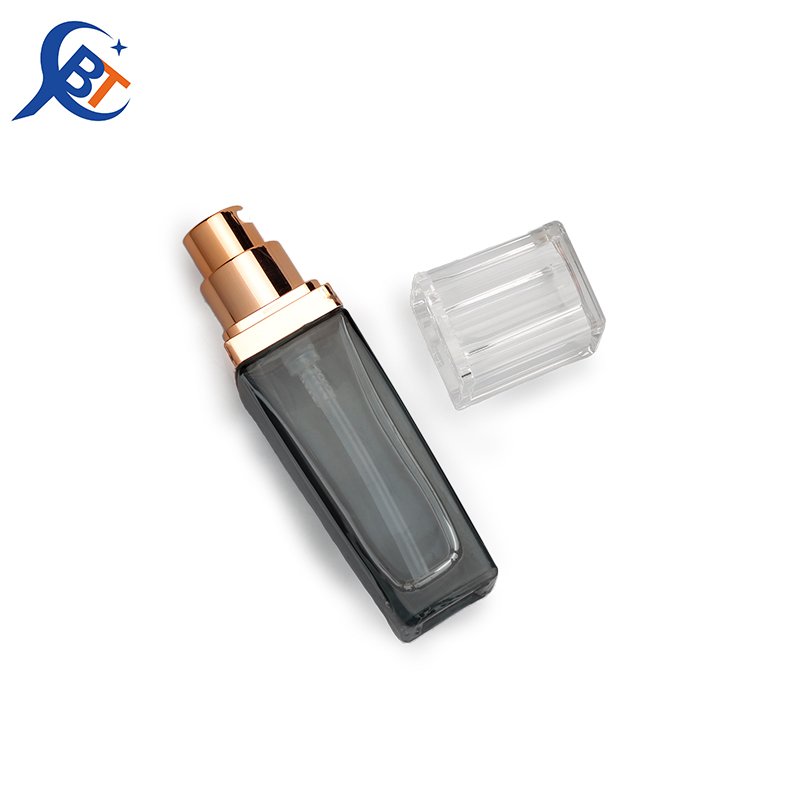 Liquid Foundation Serum Spray Pump Bottle Grey Square Cosmetic Glass Luxury 30ml Screen Printing Round Perfume Oil Men Cosmetic