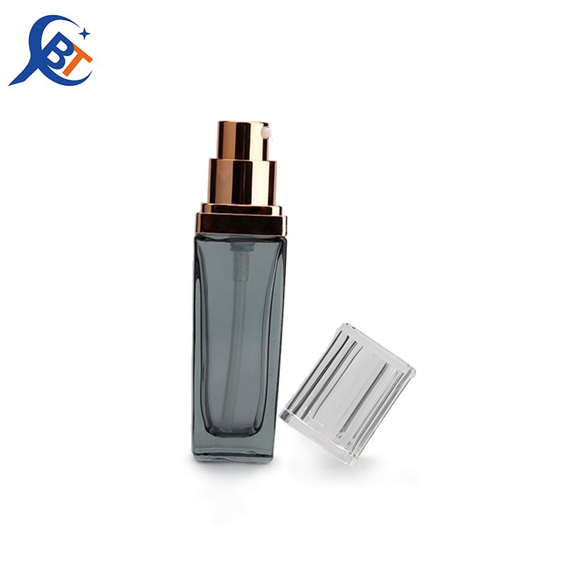 Liquid Foundation Serum Spray Pump Bottle Grey Square Cosmetic Glass Luxury 30ml Screen Printing Round Perfume Oil Men Cosmetic