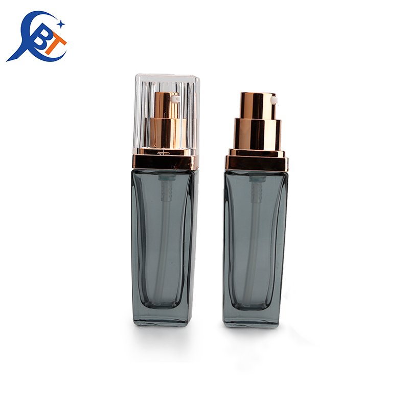 Liquid Foundation Serum Spray Pump Bottle Grey Square Cosmetic Glass Luxury 30ml Screen Printing Round Perfume Oil Men Cosmetic