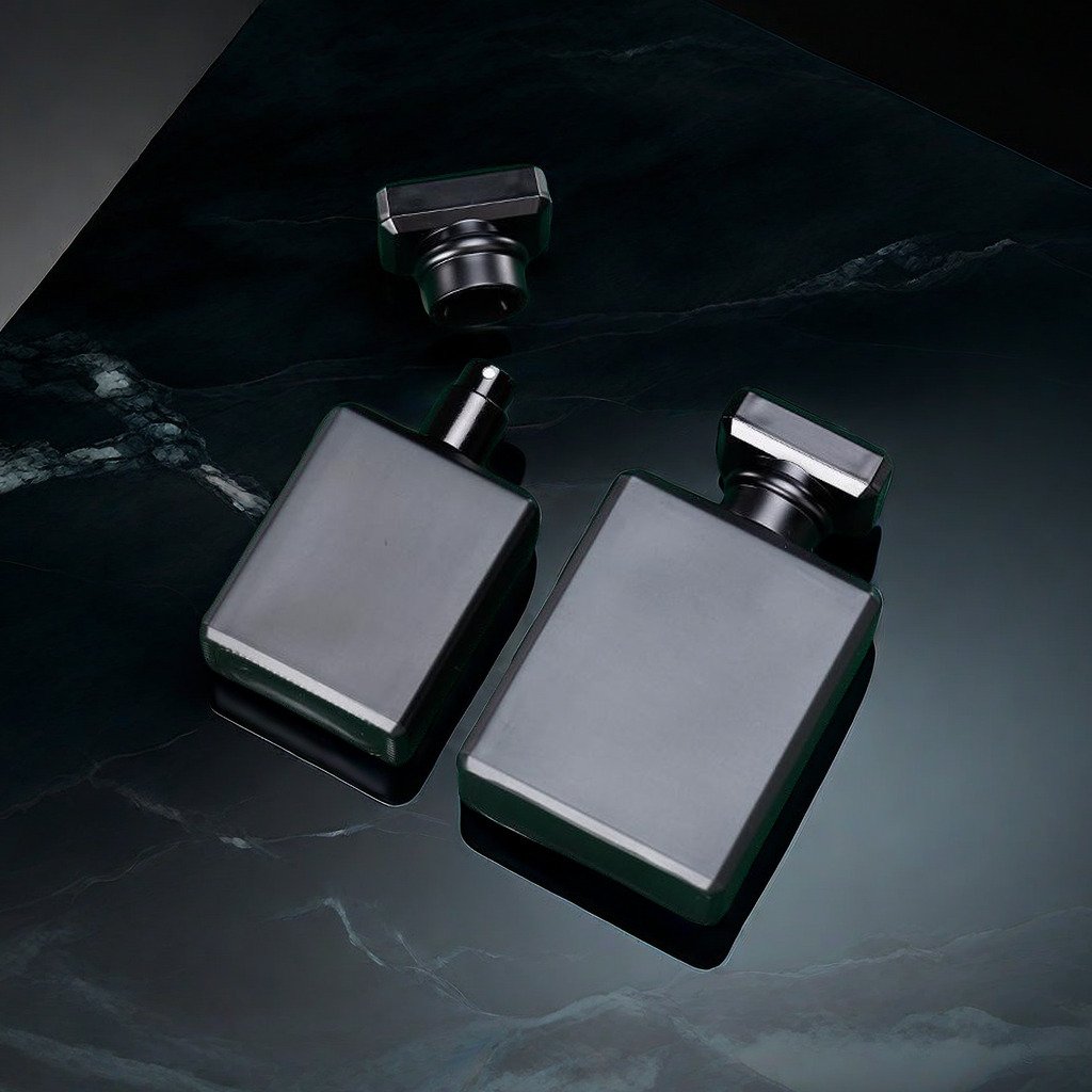 Wholesale Luxury 50ml Flat Square Fragrance Black Mens Cologne Empty Perfume Bottle parfum package