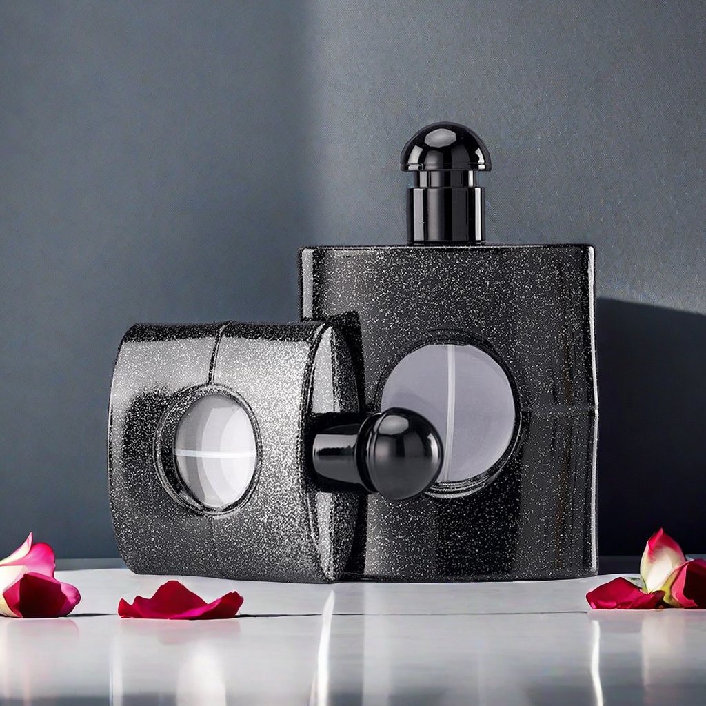 Wholesale Luxury 50ml Flat Square Fragrance Black Mens Cologne Empty Perfume Bottle parfum package