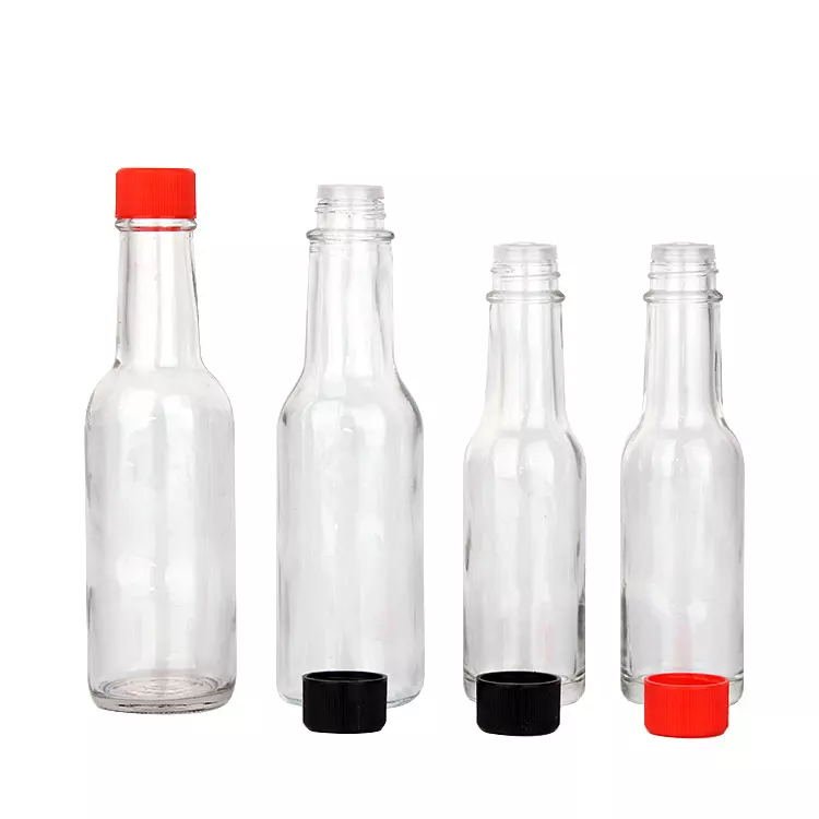 Stocked 3oz 5oz 8oz 150ml Ketchup Pepper Chili Sauce Glass bottle for condiments with plastic cap