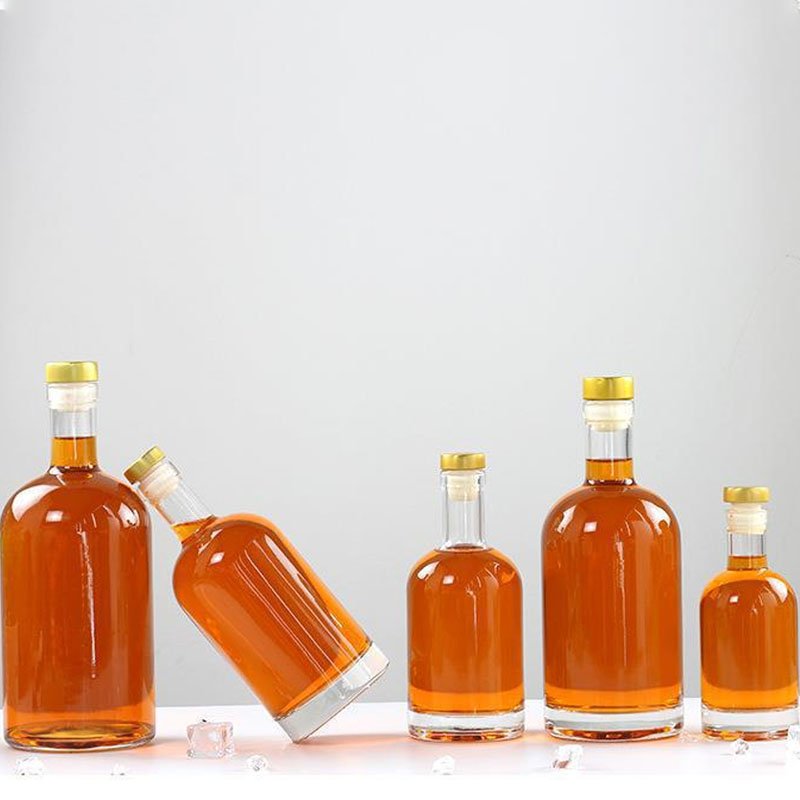 200ml 375ml 500ml glass bottle 750ml 1000ml round empty flint glass liquor wine gin Whisky Vodka tequila glass bottle with lid