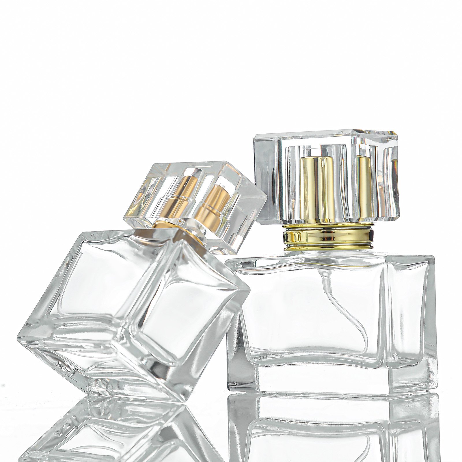 Wholesale square perfume spray bottle 50ml 100ml transparent perfume bottle