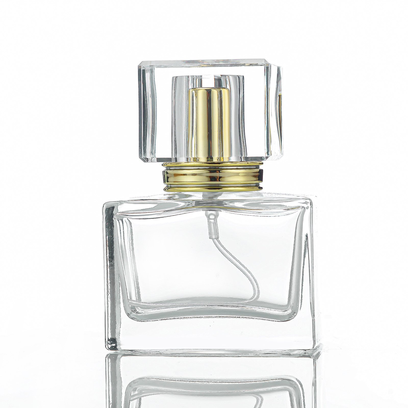Wholesale square perfume spray bottle 50ml 100ml transparent perfume bottle