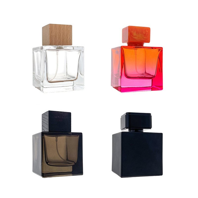 New square transparent perfume bottle 50ml 100ml empty perfume glass bottle
