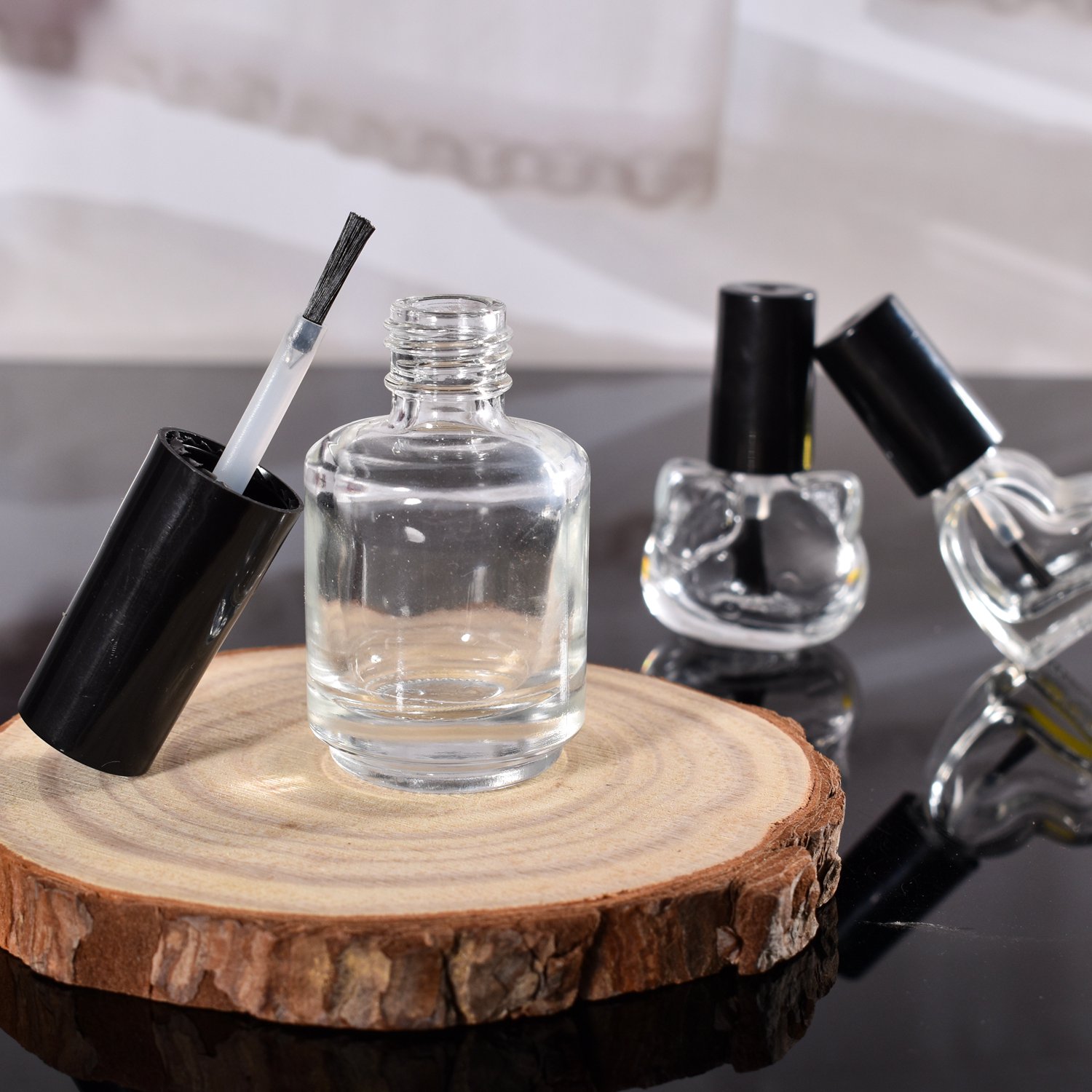 customize clear glass bottle for cute nail polish bottles 5ml 10ml 15ml round empty nail polish bottle container with brush