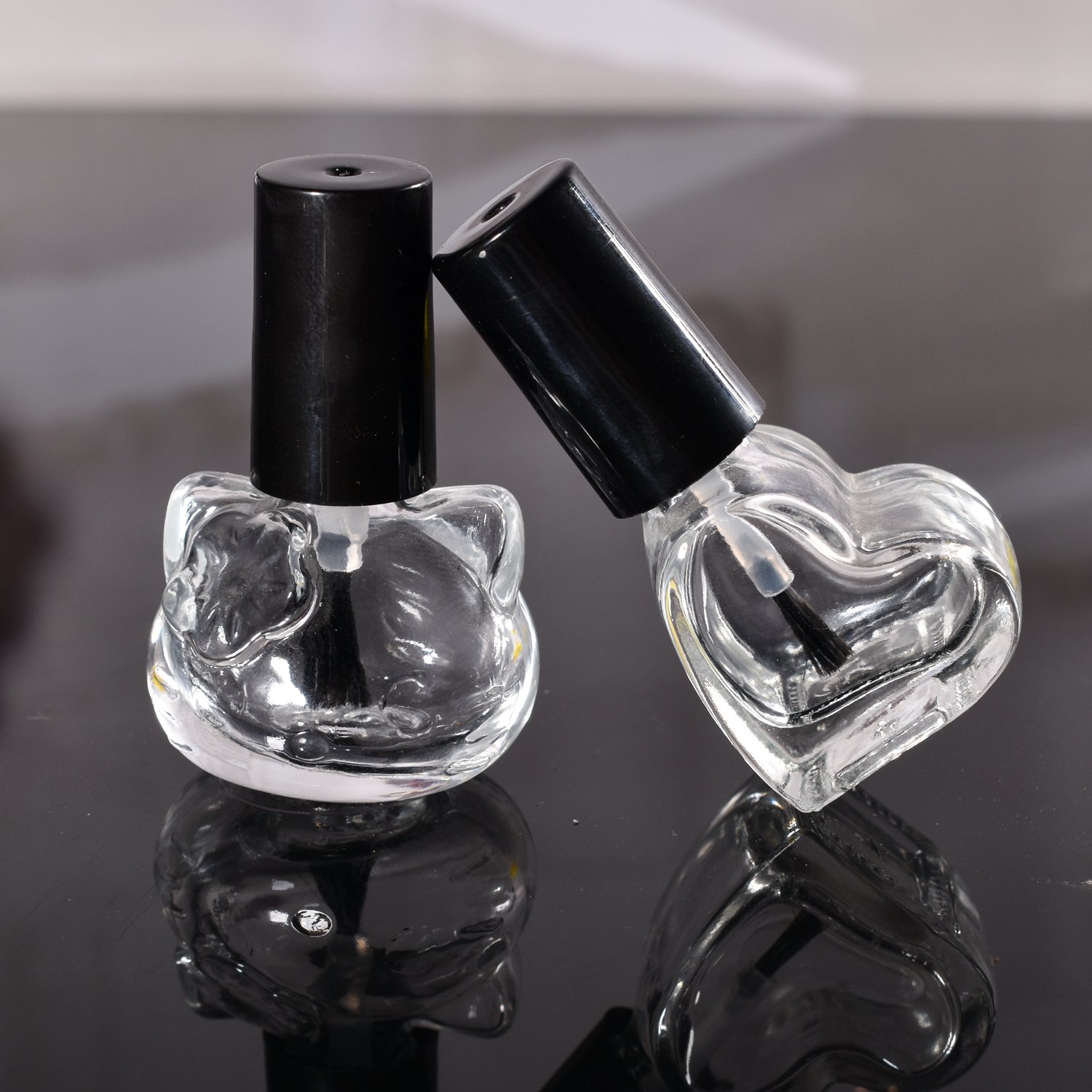 customize clear glass bottle for cute nail polish bottles 5ml 10ml 15ml round empty nail polish bottle container with brush