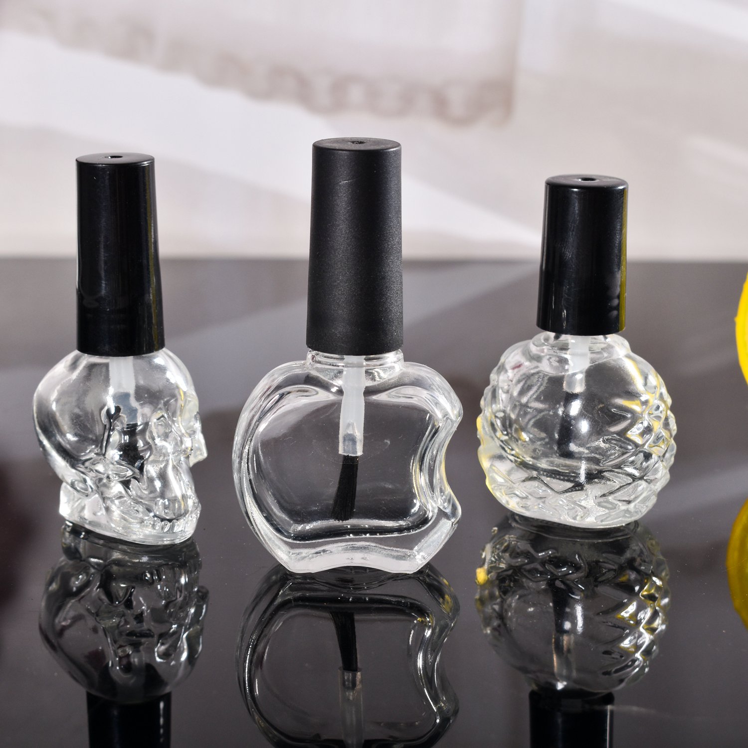 customize clear glass bottle for cute nail polish bottles 5ml 10ml 15ml round empty nail polish bottle container with brush