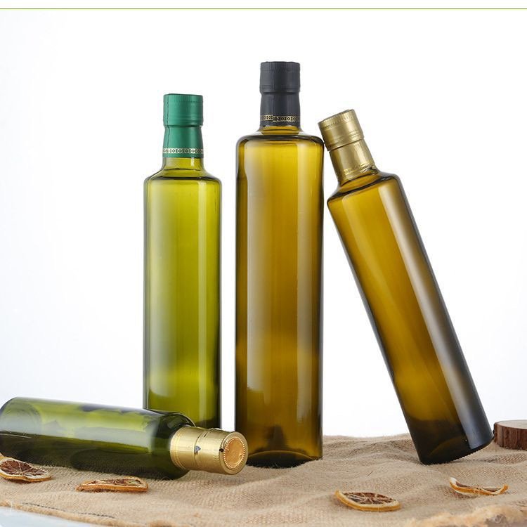 Top Quality Food Grade Olive Oil Packaging 250ml 500ml 750ml 1000ml Empty Square Dark Green Glass Bottle Olive Oil