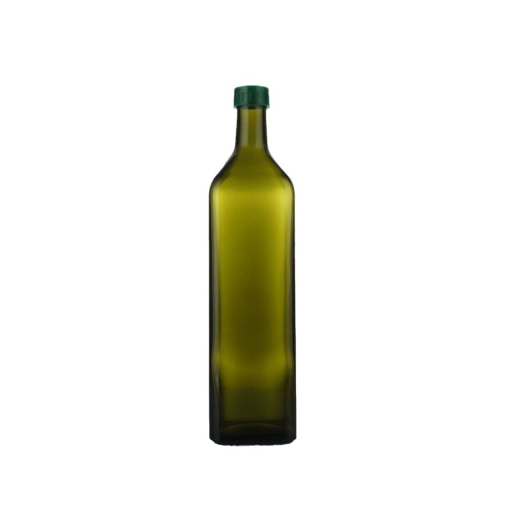 Top Quality Food Grade Olive Oil Packaging 250ml 500ml 750ml 1000ml Empty Square Dark Green Glass Bottle Olive Oil