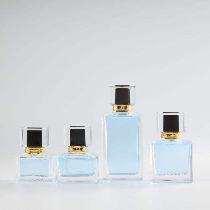 New luxury portable perfume bottles 25ml 35ml 50ml 100ml customized perfume glass bottle with cap