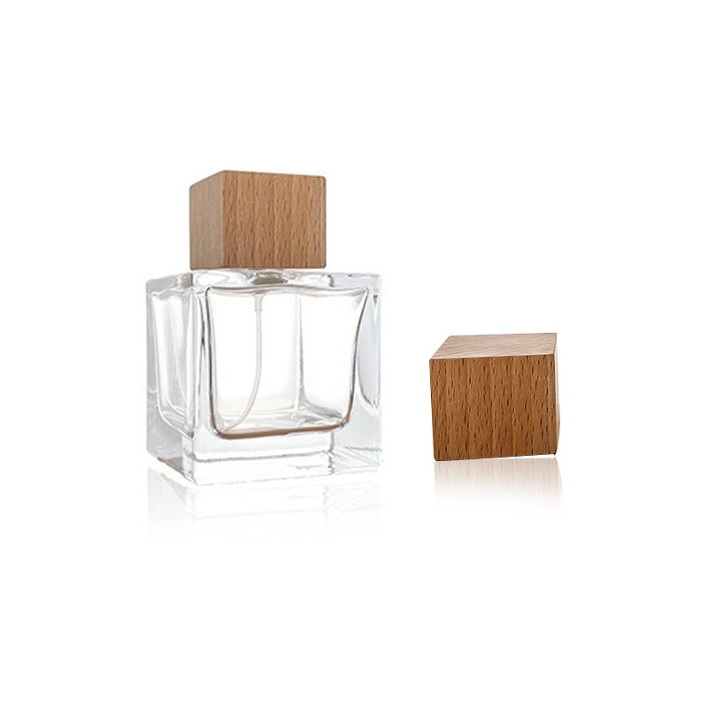 Wholesale Colored 50ml 100ml glass bottle empty square refillable perfume glass crystal spray perfume bottle packaging with lid