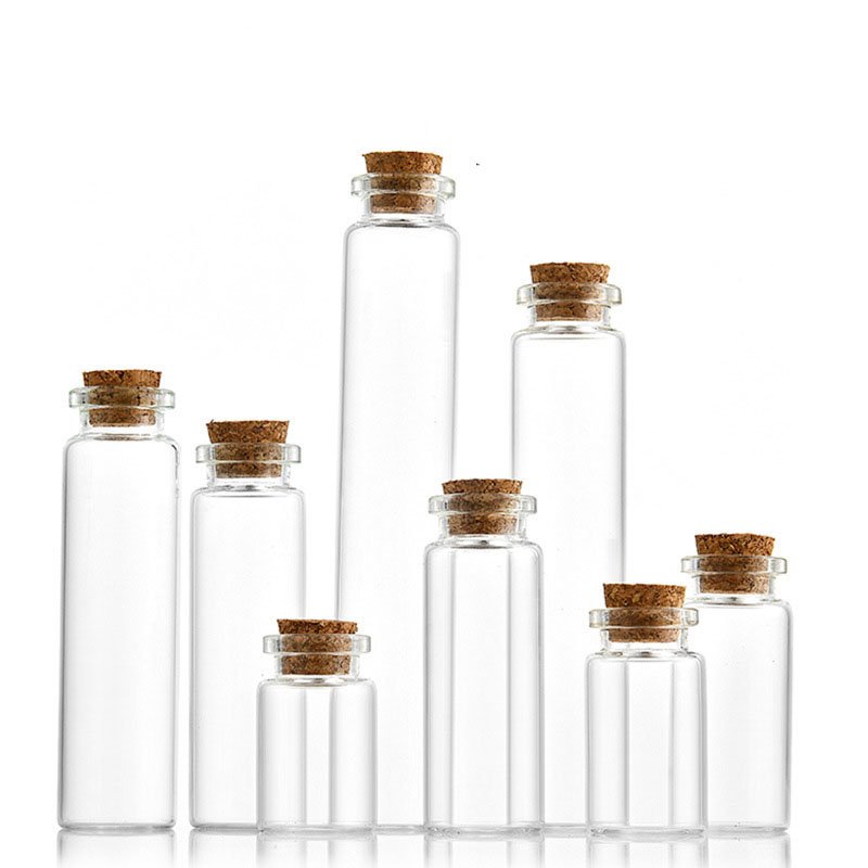 22mm 10ml Transparent Glass Bottles with Corks Mini Jars Vials Small Cute 10CC Bottles Jars Pendant for Sand Liquid Jewelry