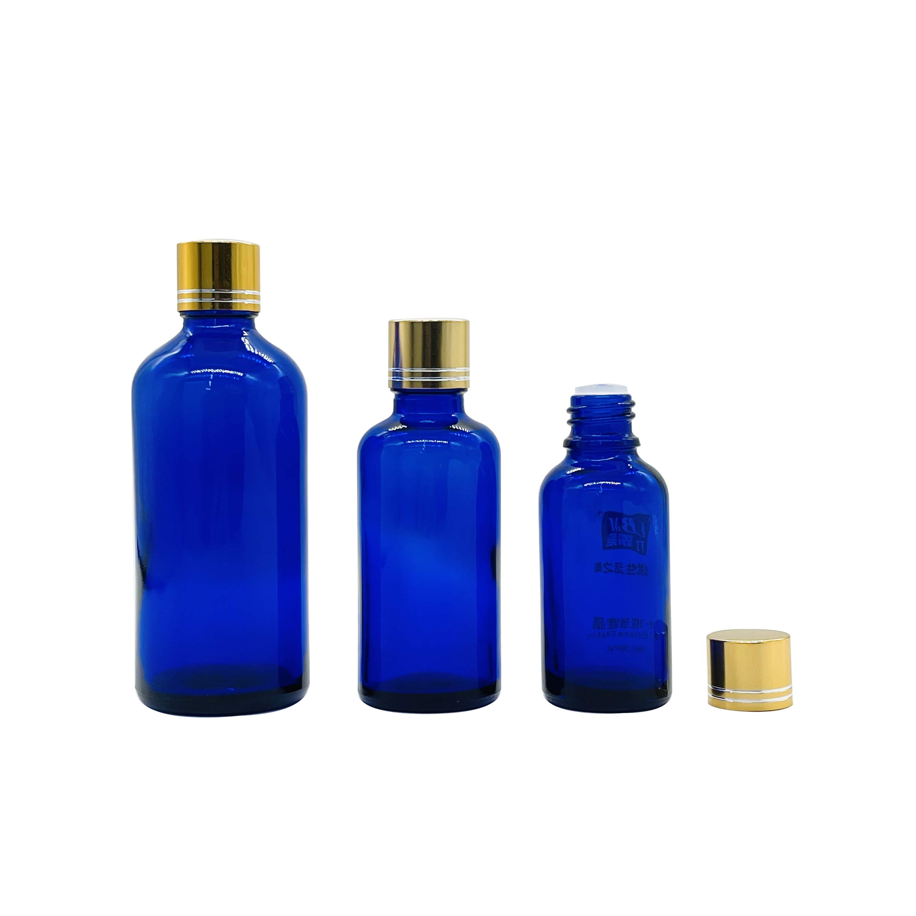 New hot sale 5ml/10ml/15ml/20ml/30ml/50ml/100ml blue essential oil glass bottle For beauty and personal skin care