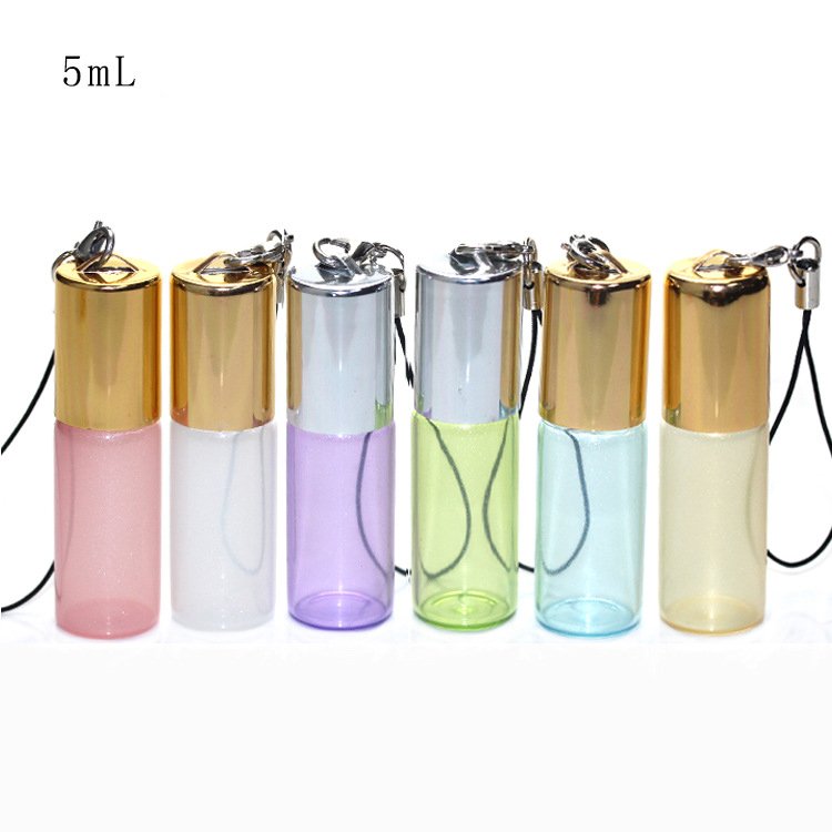 Wholesale empty 5ml key chain pearl color glass perfume bottle