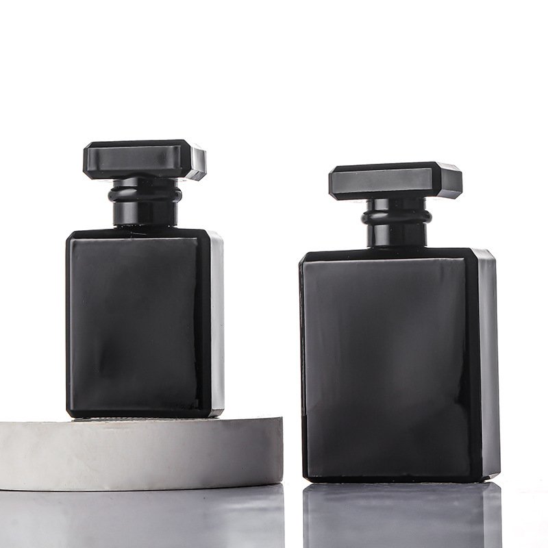 OEM ODM New Design Glass Bottle Luxury Empty Black Packaging Glass Perfume Bottles Flat Square Spray Fragrance Perfume Bottle