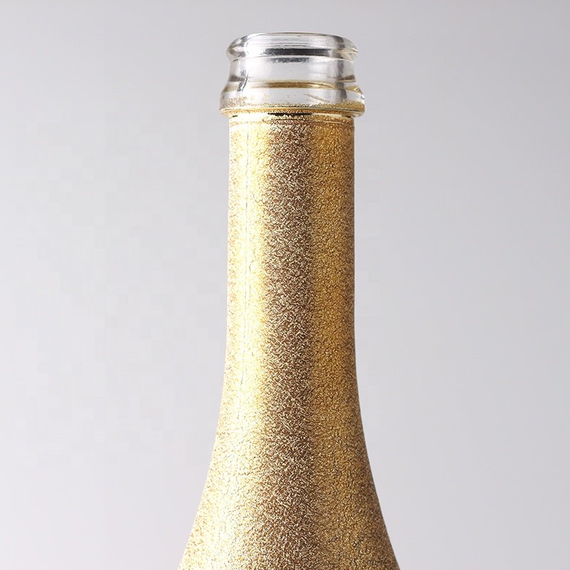 Custom Golden Spray 750ml Tactual Champagne Bottle 75cl Empty Painting Glass Bottle For Wholesale