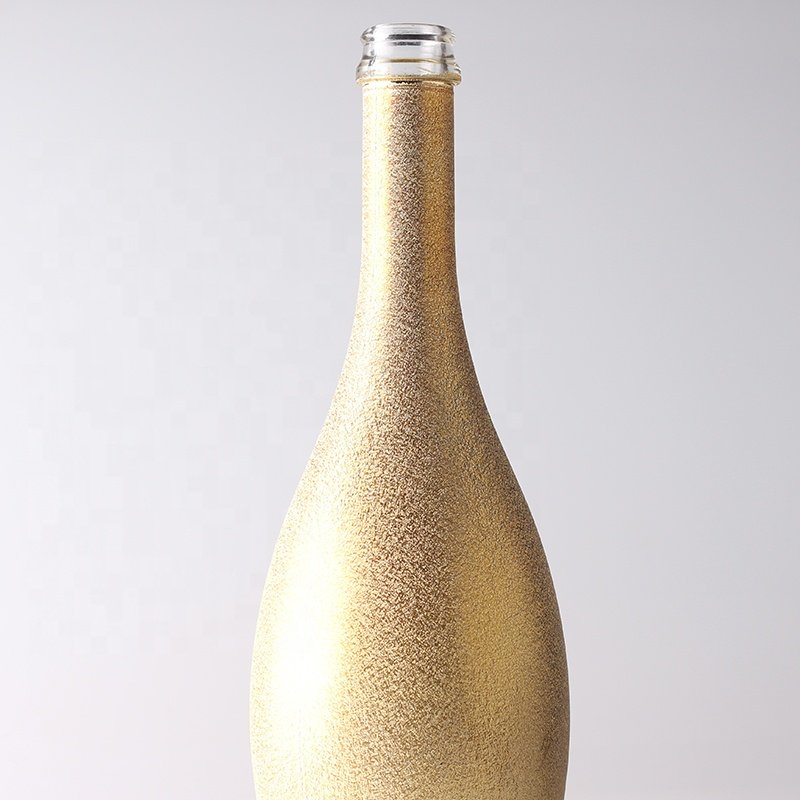 Custom Golden Spray 750ml Tactual Champagne Bottle 75cl Empty Painting Glass Bottle For Wholesale