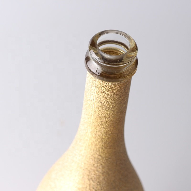Custom Golden Spray 750ml Tactual Champagne Bottle 75cl Empty Painting Glass Bottle For Wholesale