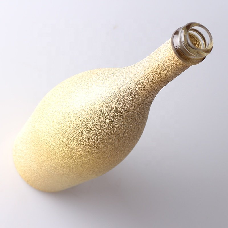 Custom Golden Spray 750ml Tactual Champagne Bottle 75cl Empty Painting Glass Bottle For Wholesale