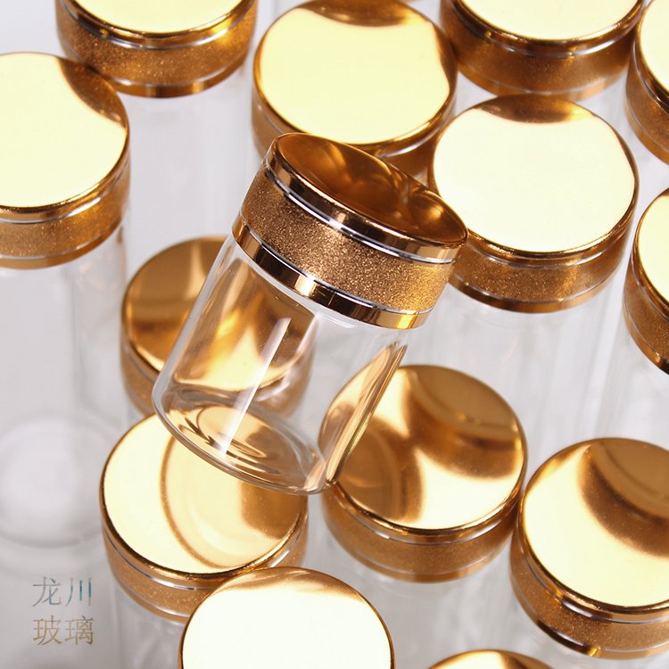 Wholesale glass manufacturers with a diameter of 30mm10ml empty glass test tube spiral golden cap glass vials