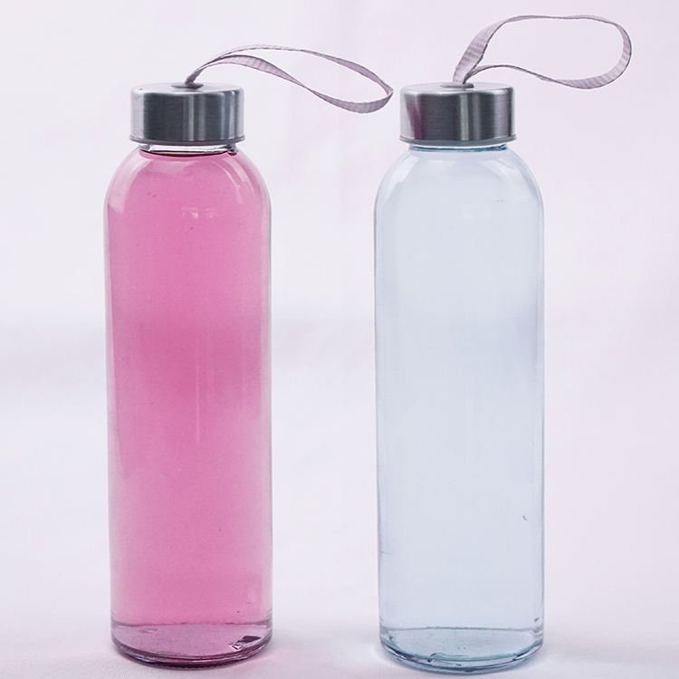 Wholesale competitive price clear 300ml 500ml glass water bottle juice bottle with metal lid