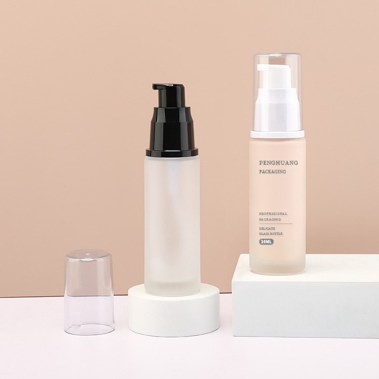 30ml Glass Liquid Foundation Bottle Lotion Pump Face Bottle Moisturizer Sunblock 1oz Skin Care Glass Cream bottle