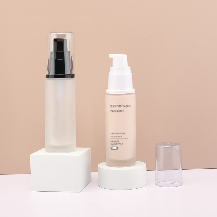 30ml Glass Liquid Foundation Bottle Lotion Pump Face Bottle Moisturizer Sunblock 1oz Skin Care Glass Cream bottle